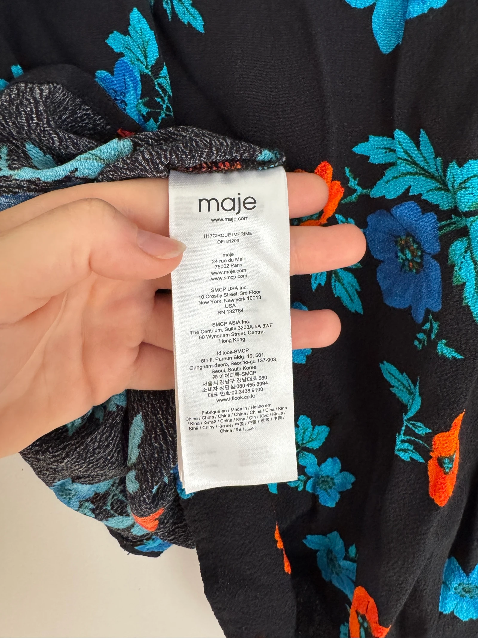 Camisa Maje preta com estampa floral e renda - Tamanho 3 – photo 4